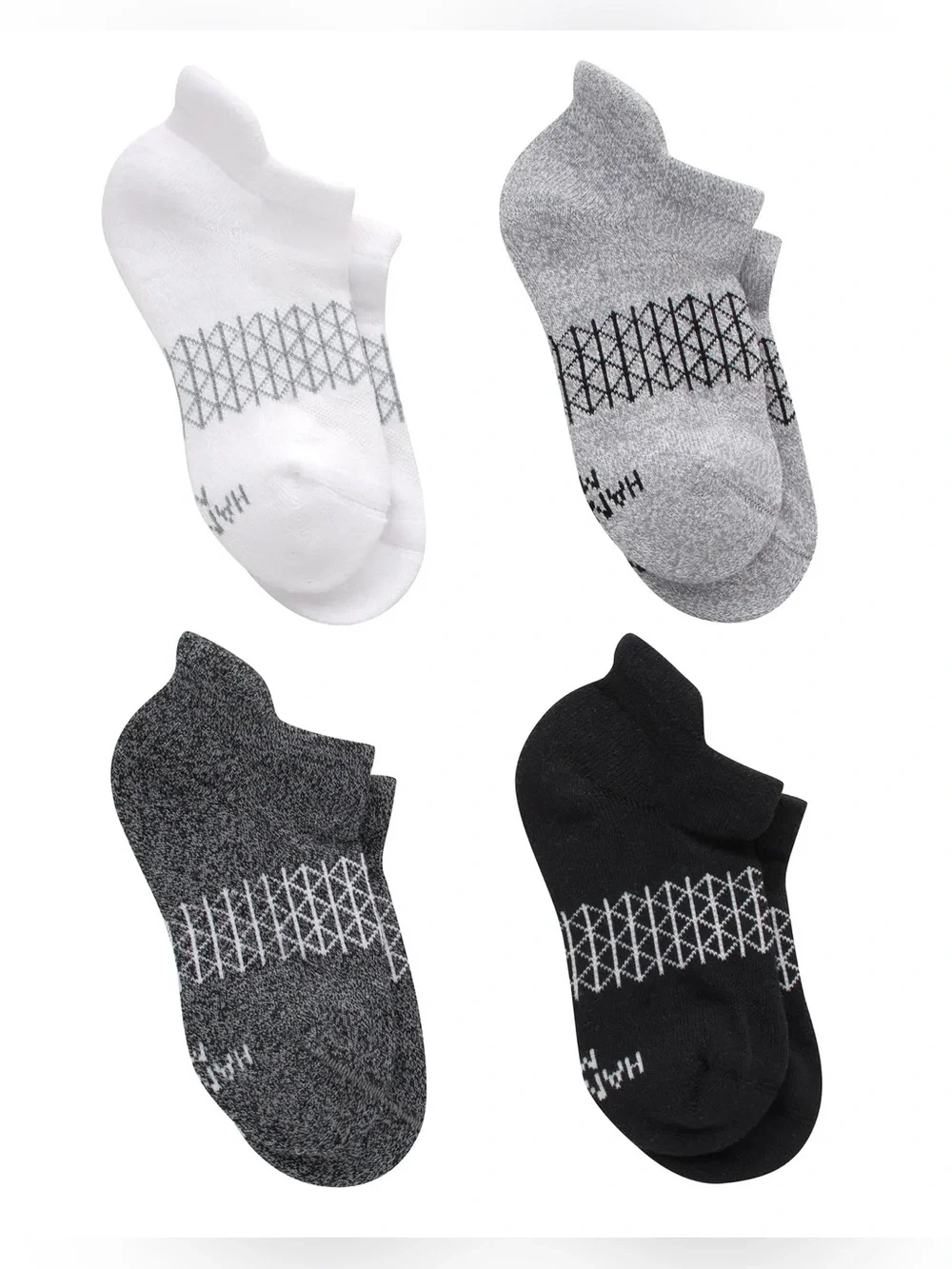 Hanes Kids Active No-Show Athletic Socks - Gray (4 Pack) Sz S
